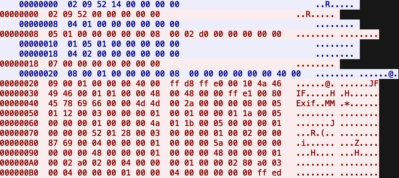 Screenshot of the beginning of the communication